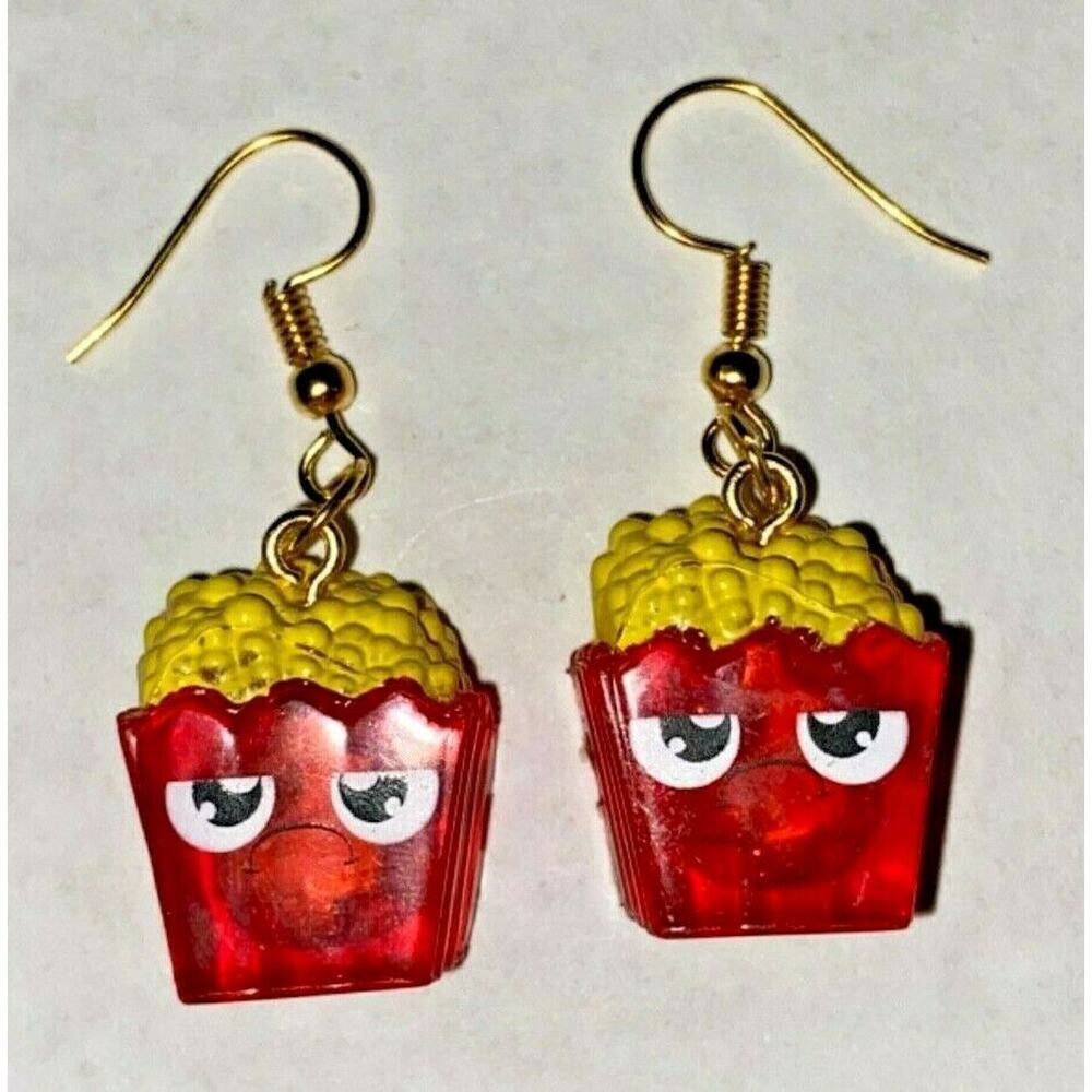 Cartoon Frowning Popcorn Charm Earrings Vending Charm Costume Jewelry C6